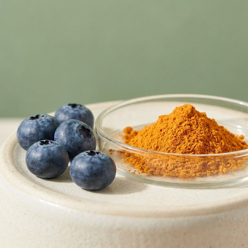 Blueberry + Pumpkin ingredient in a glass dish