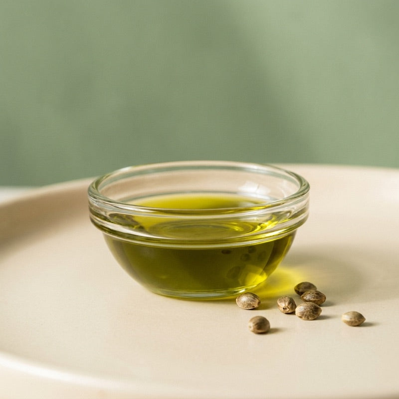 Hemp Seed Oil ingredient in a glass dish