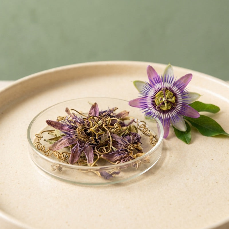 Passion Flower ingredient in a glass dish