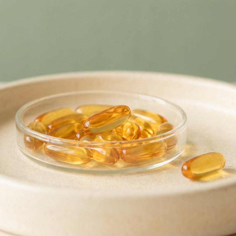 Vitamin A ingredient in a glass dish