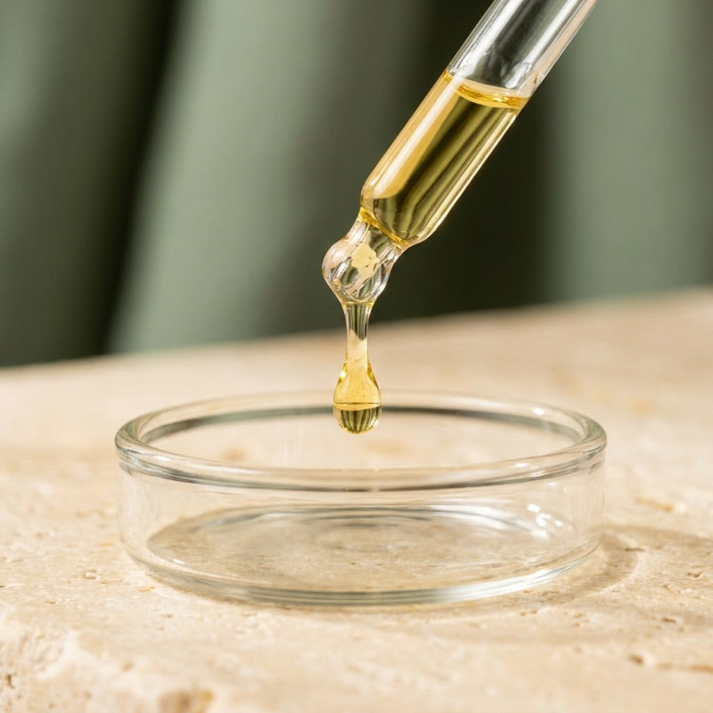 Vitamin E ingredient in a glass dish